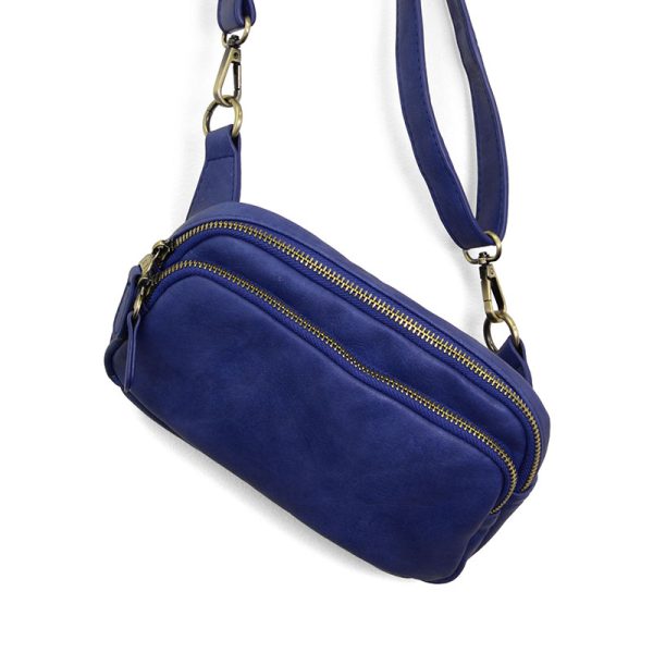 KYLIE DOUBLE ZIP SLING/BELT BAG - COBALT