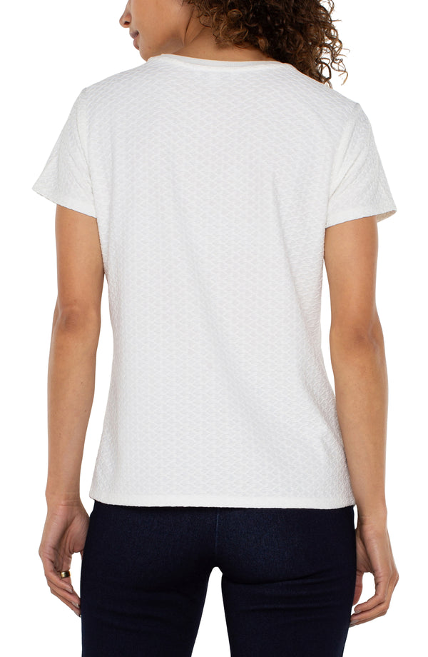 SHORT SLEEVE CREW NECK TEE W/RIB TRIM - WHITE