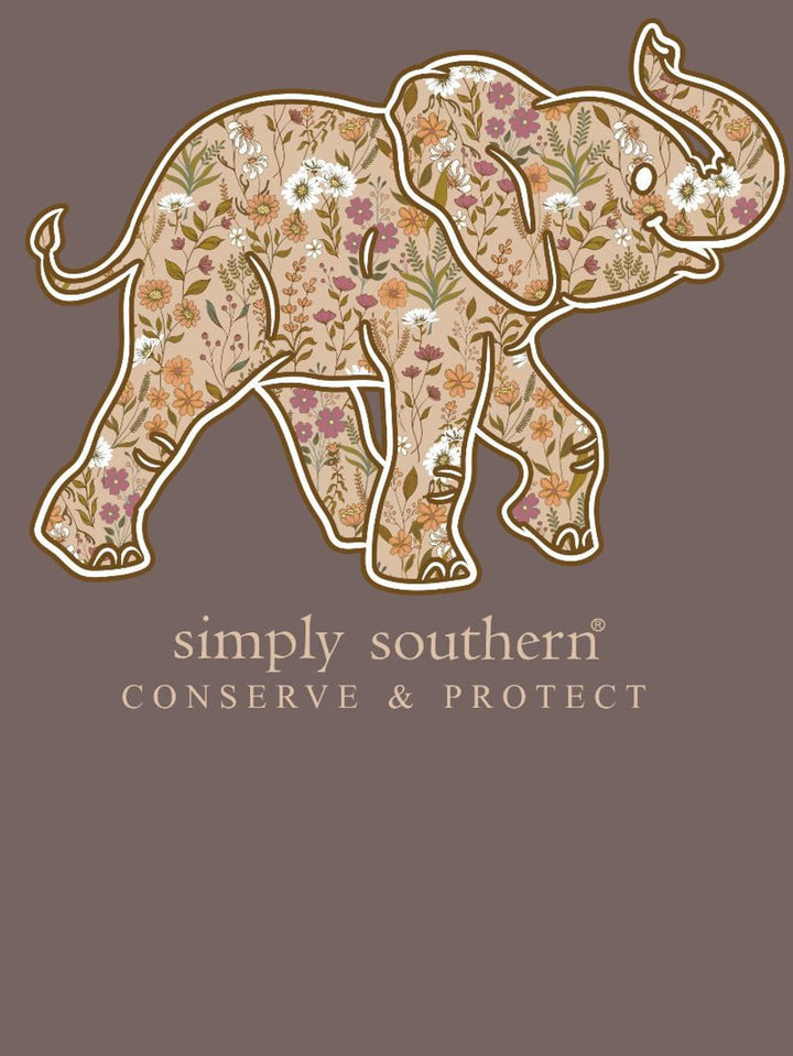 SIMPLY SOUTHERN LONG SLEEVE ELEPHANT TRACKER SHIRT - MOCHA