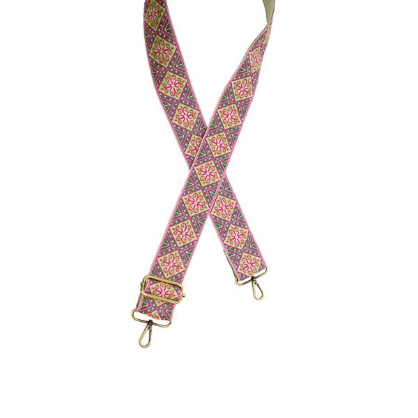 2" BOHO DIAMOND JAQUARD GUITAR STRAP - PINK/LIME