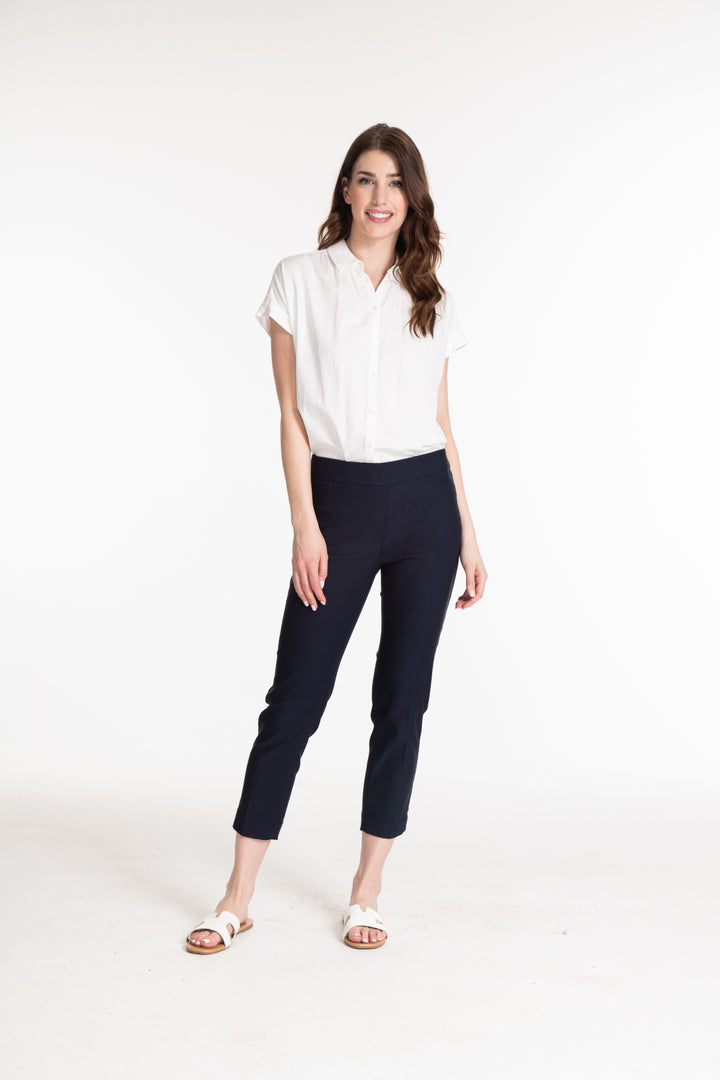 PULL ON CROP PANT W/POCKETS - MIDNIGHT