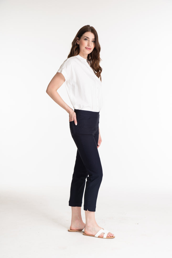 PULL ON CROP PANT W/POCKETS - MIDNIGHT