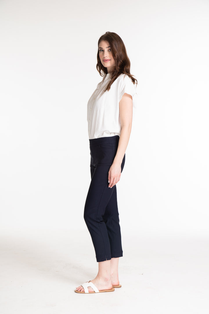 PULL ON CROP PANT W/POCKETS - MIDNIGHT