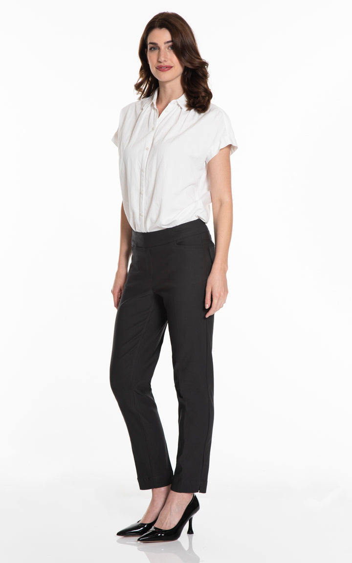 PULL ON ANKLE PANT WITH POCKETS - DEEP CHARCOAL