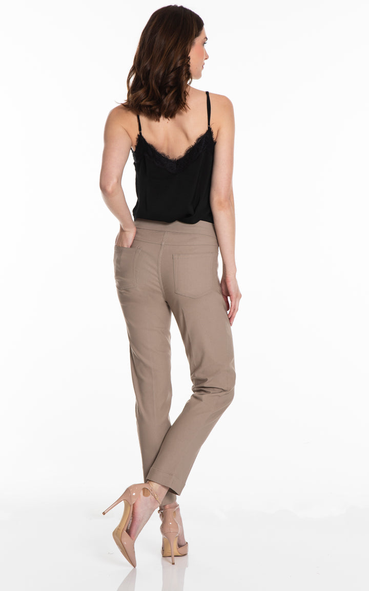 PULL ON ANKLE PANTS W/POCKETS - TRUFFLE