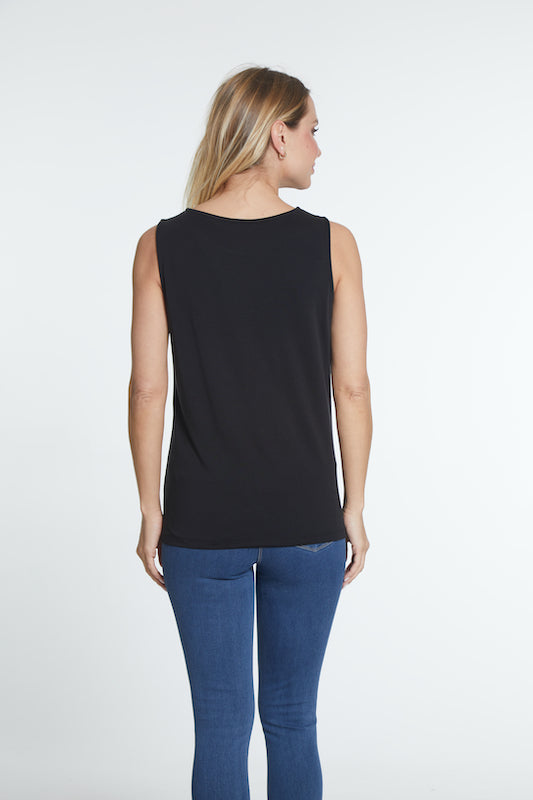 SCOOP NECK TANK TOP - BLACK