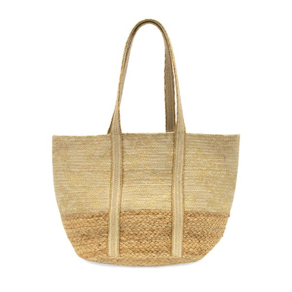 MARINA JUTE TOTE BAG - METALLIC GOLD FLORAL