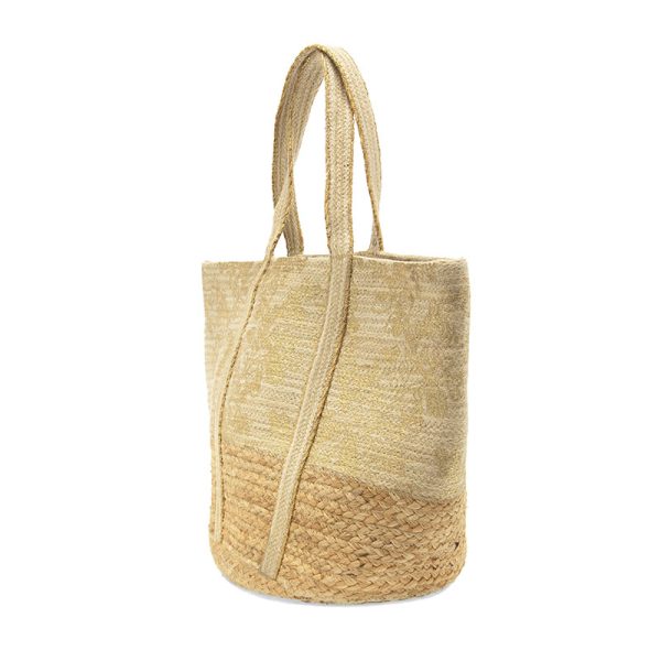 MARINA JUTE TOTE BAG - METALLIC GOLD FLORAL