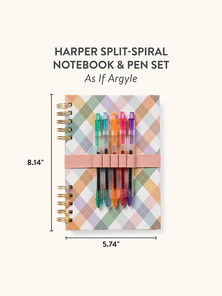 HARPER SPLIT SPIRAL NOTEBOOK & PEN SET - AS IF ARGYLE