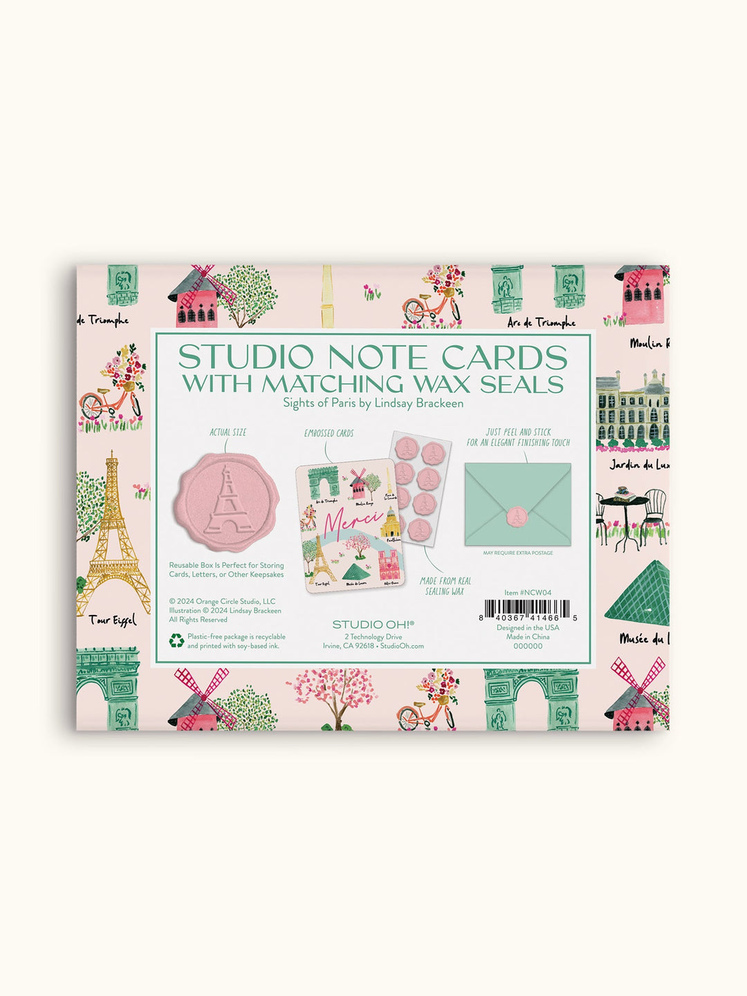 STUDIO NOTE CARDS WITH SEALS - SIGHTS OF PARIS