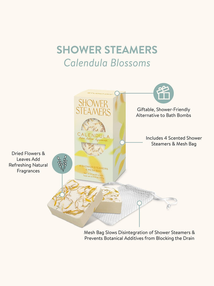 SHOWER STEAMERS (4) W/MESH BAG - CALENDULA BLOSSOMS