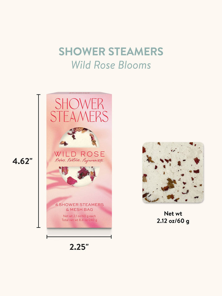 SHOWER STEAMERS (4) W/MESH BAG - WILD ROSE BLOOMS