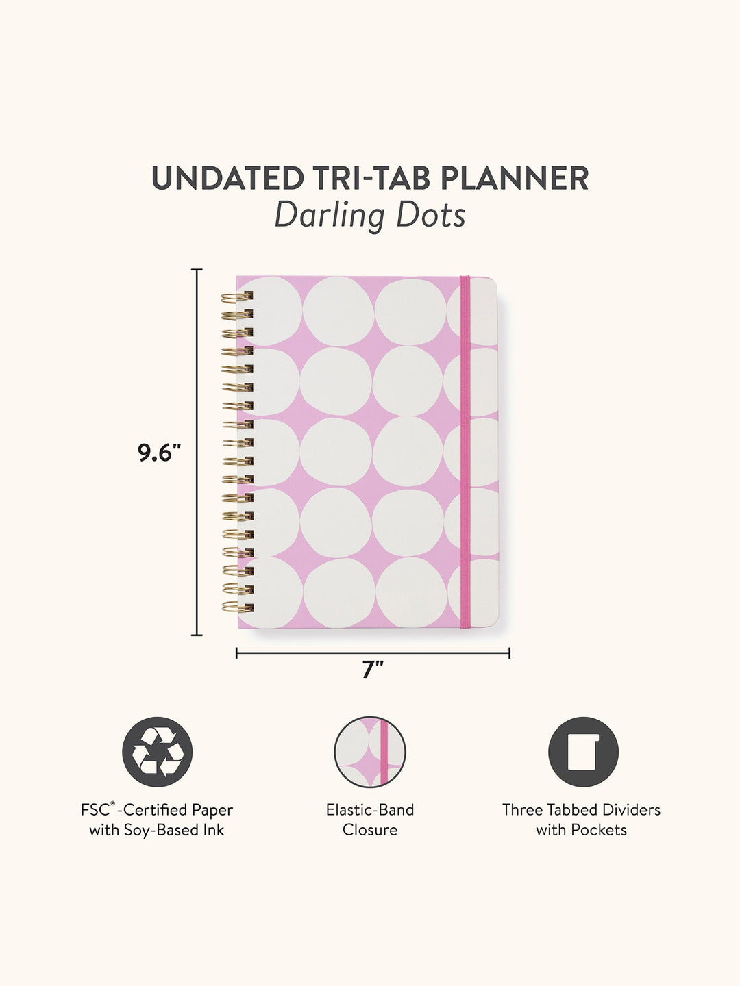 UNDATED TRI-TAB PLANNER - DARLING DOTS