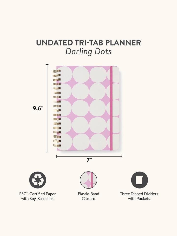 UNDATED TRI-TAB PLANNER - DARLING DOTS