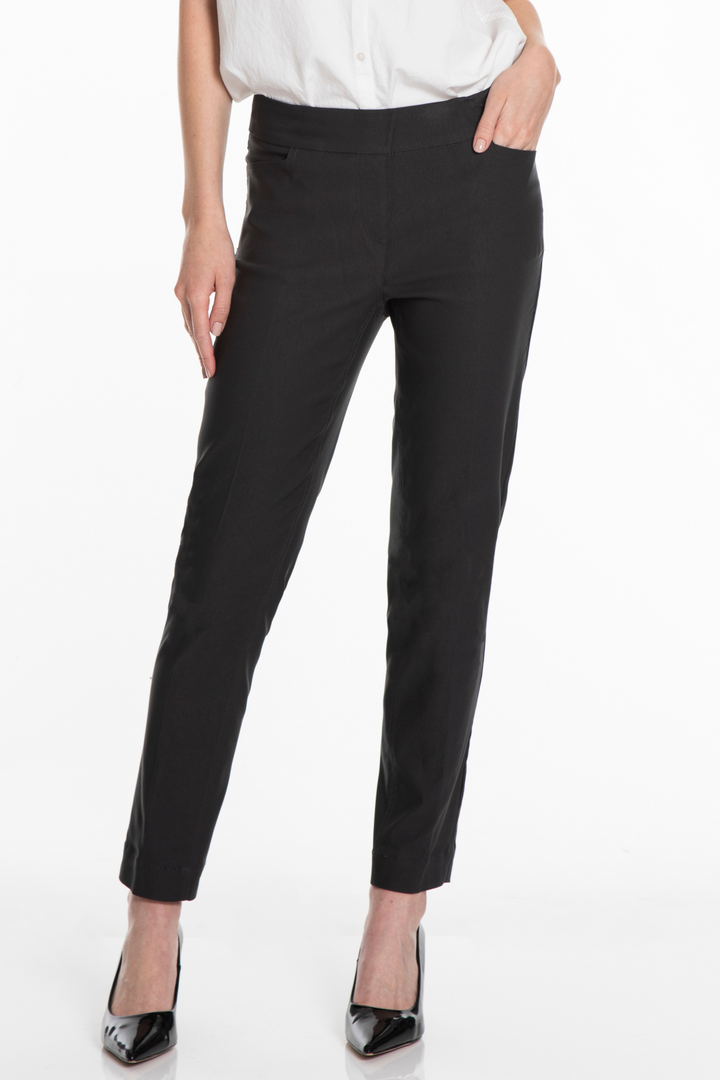 PULL ON ANKLE DRESS PANT W/ POCKETS - BLACK