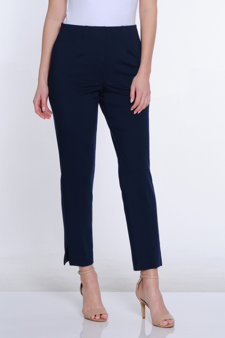 ELASTIC NO WAIST FAUX ZIP ANKLE PANTS - MIDNIGHT