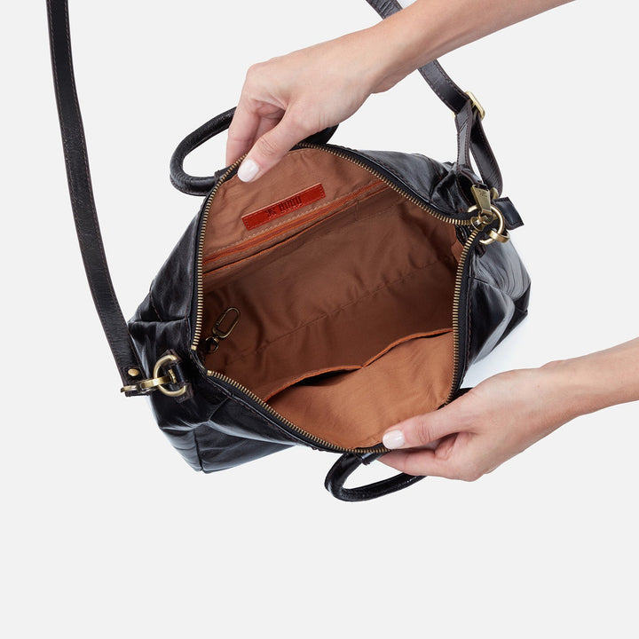 HOBO SHEILA MEDIUM SATCHEL - BLACK