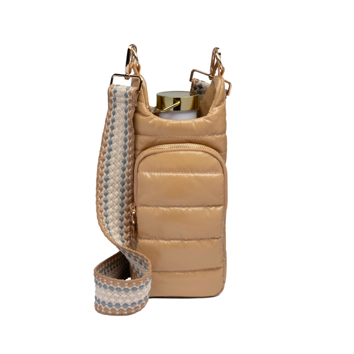 CROSSBODY HYDROBAG W/CAMEL PATTERNED STRAP - CAMEL