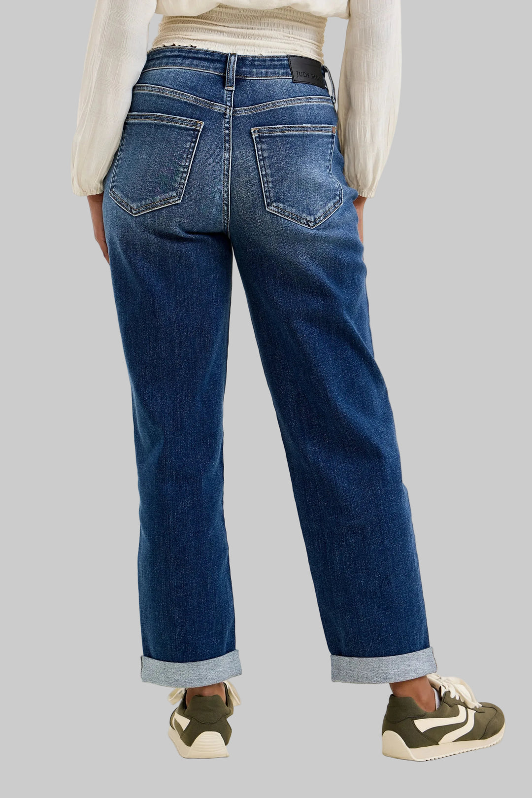 JUDY BLUE MID RISE BILLE BOYFRIEND JEANS - DARK TRUE INDIGO - 27"/30.5"