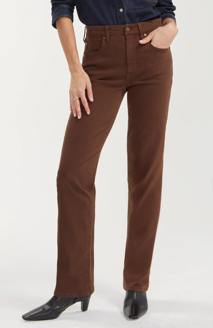 KENNEDY COMFORT WAIST STRAIGHT LEG PANTS - 32" INSEAM - CAROB BROWN