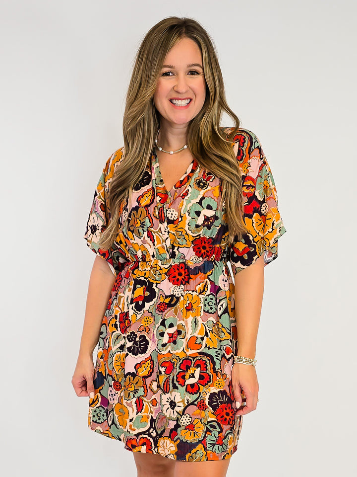 FLORAL DRESS - BROWN MIX