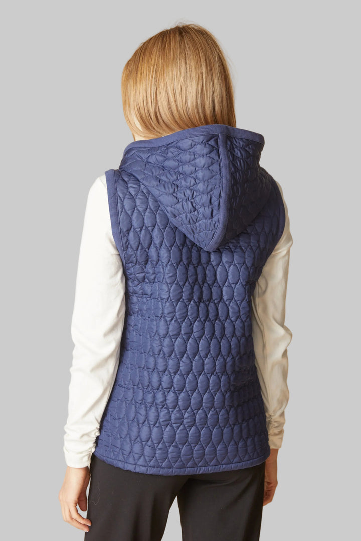 DOUBLE FACED QUILT ZIP UP VEST - NAVY
