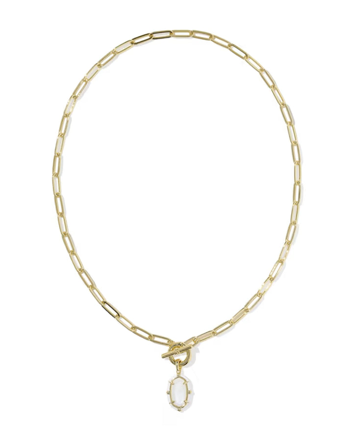 KENDRA SCOTT ELISA ENAMEL LINK AND CHAIN NECKLACE - GOLD WHITE MOP