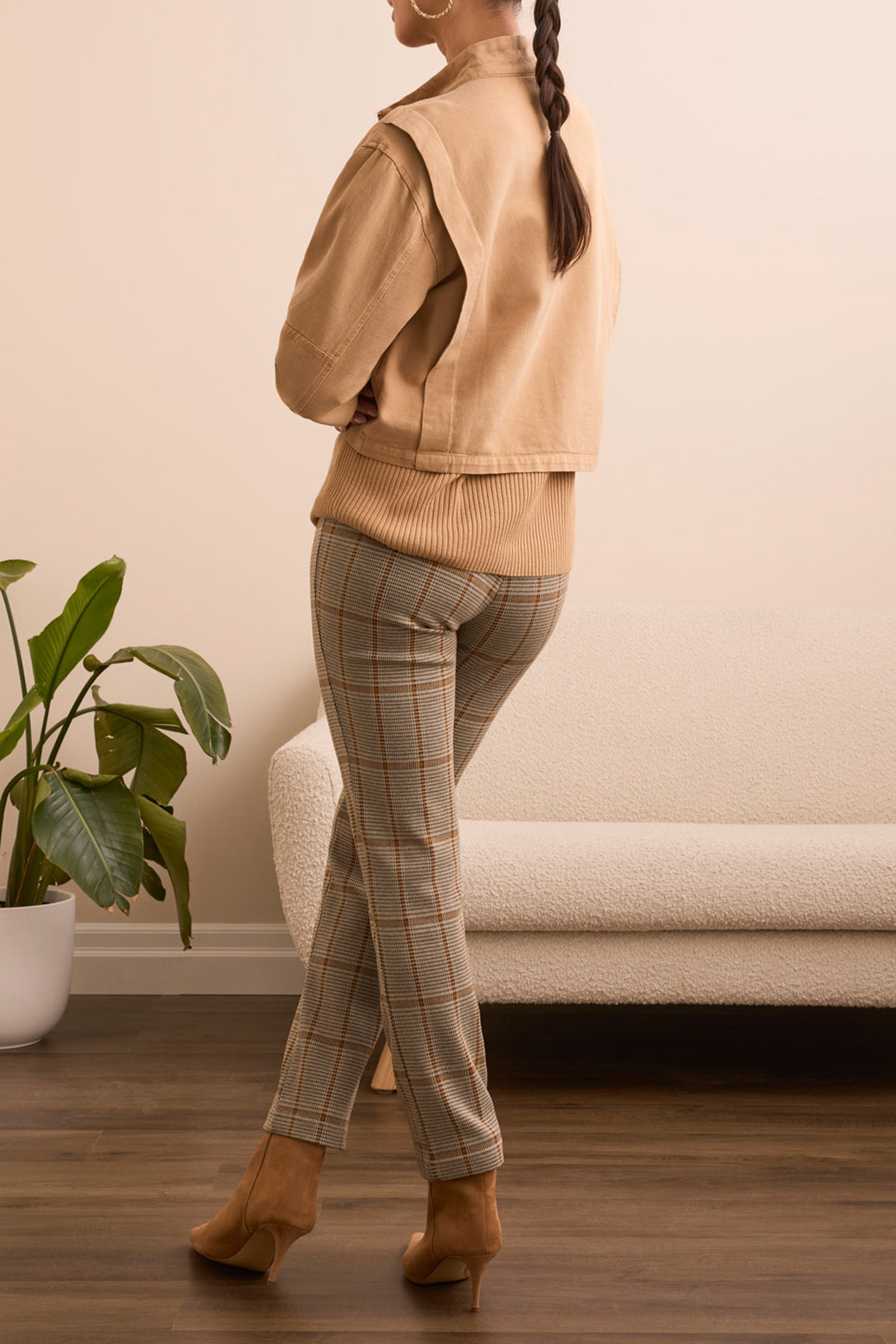 LONG SLEEVE FRONT JACKET W/DOUBLE POCKETS - ICE LATTE