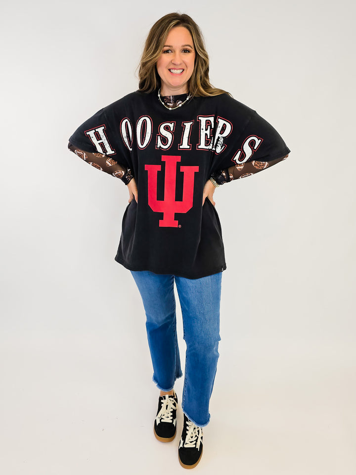 IU OVERSIZED SPLIT TEE - BLACK