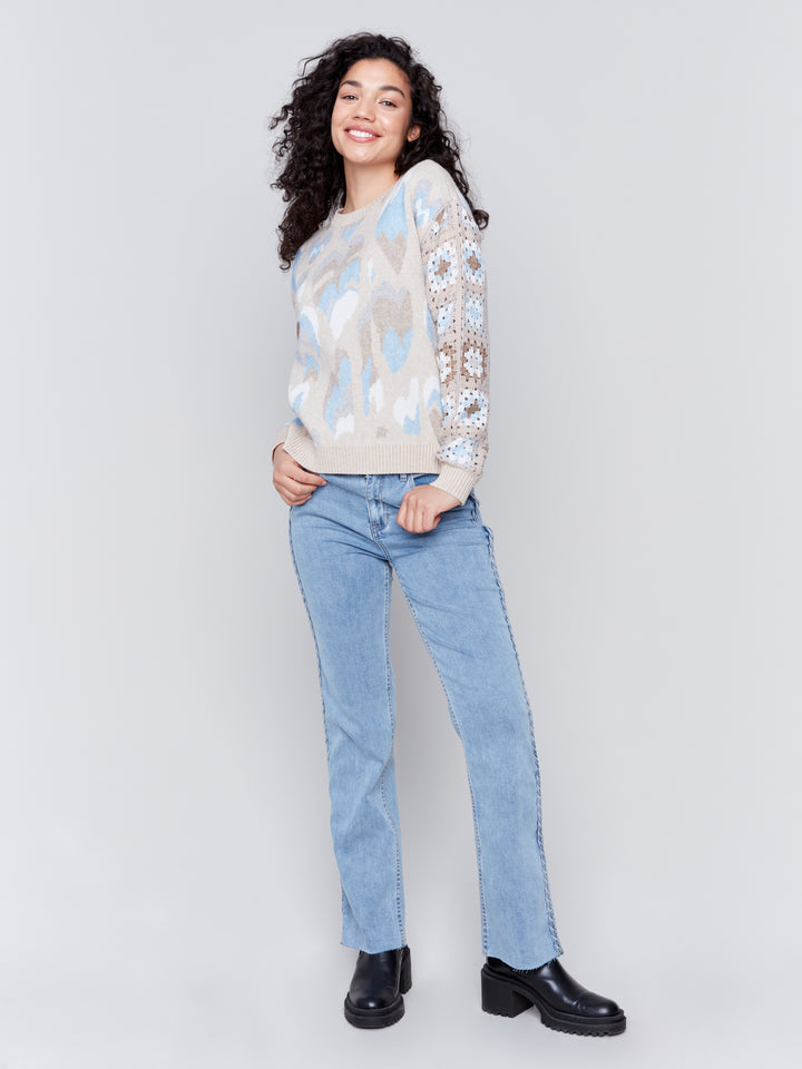 JACQUARD PRINTED SWEATER - OCEAN