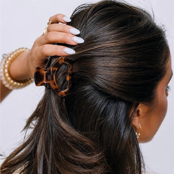 TELETIES PETITE OPEN HAIR CLIP - TORTOISE