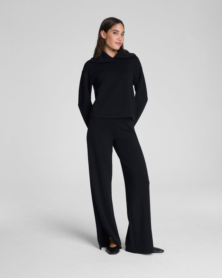 SPANX AIRESSENTIALS SMOOTH FRONT WIDE LEG PANT - VERY BLACK