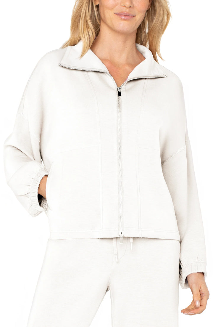 ZIP UP FUNNEL NECK JACKET - WHITE CLOUD