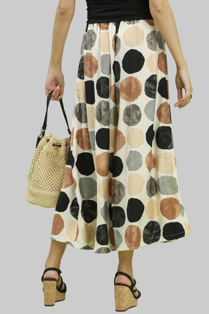 DOT PRINT WIDE LEG PULL ON PANTS - BLACK MIX