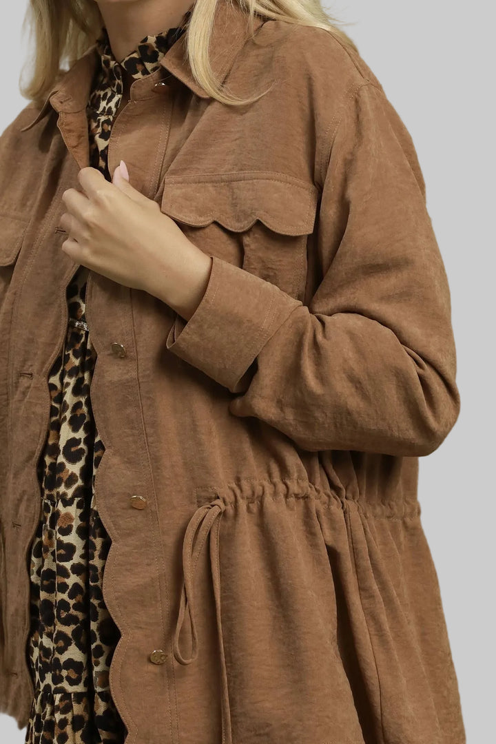 UTILITY SCALLOP TRIM JACKET - CAMEL