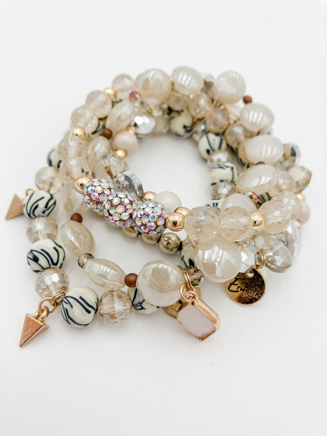 ERIMISH STRETCH BRACELETS S/5 - COCONUT