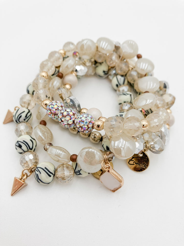 ERIMISH STRETCH BRACELETS S/5 - COCONUT