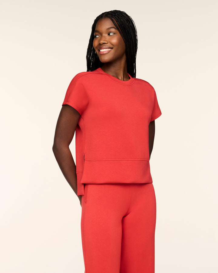 SPANX AIRESSENTIALS CREWNECK TEE- LIP STAIN