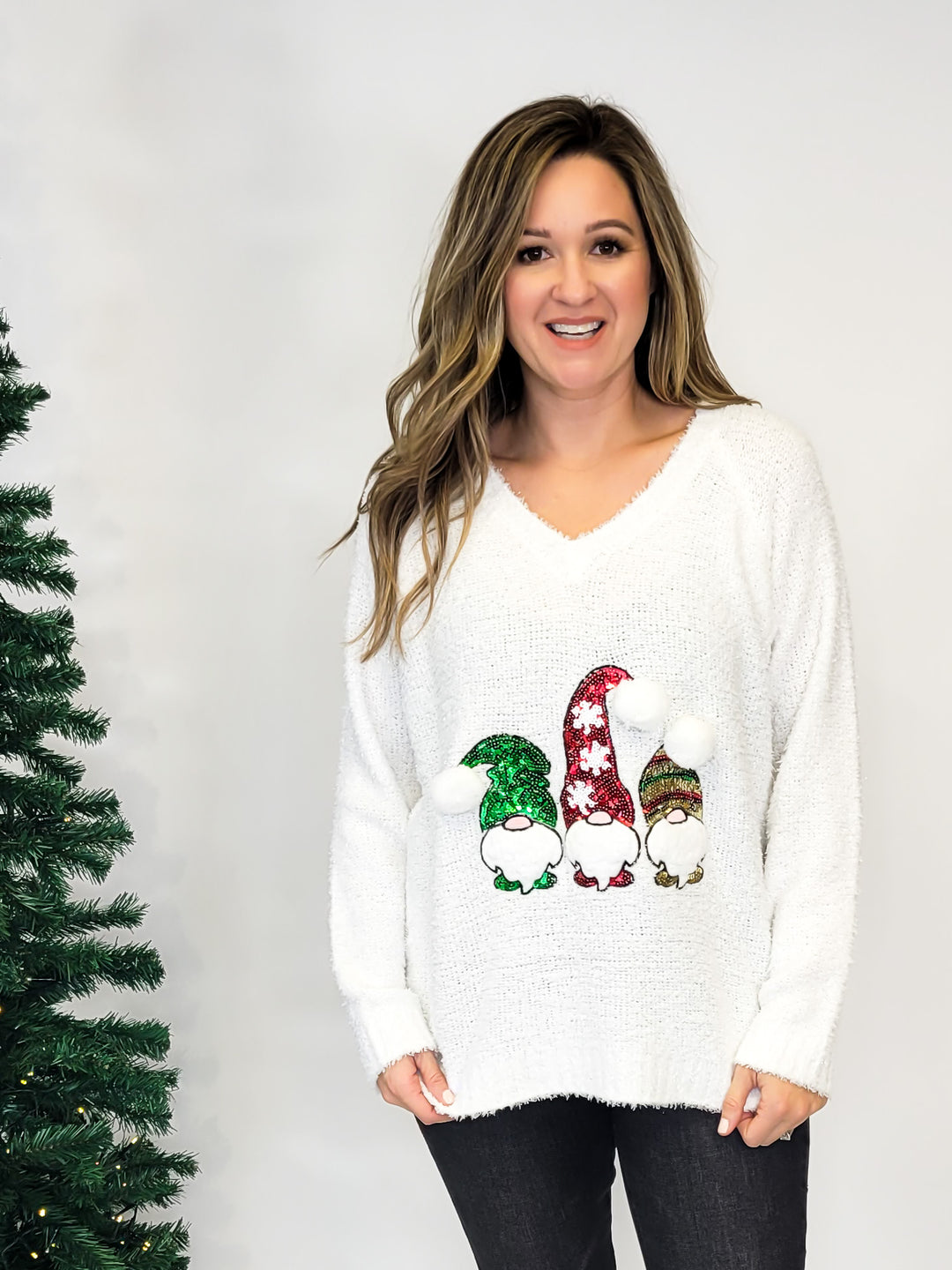 GNOME SEQUIN SWEATER - IVORY