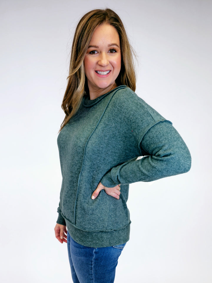 BRUSHED DROP SHOULDER SWEATER - ASH JADE