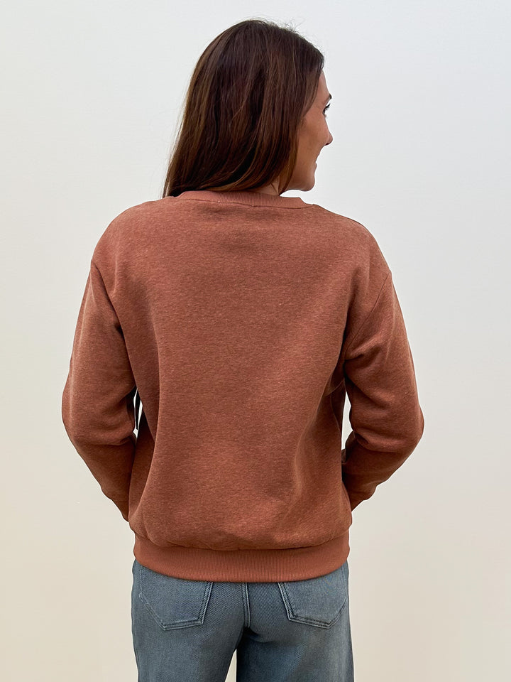 L/S PUMPKIN PATCHWORK TOP - CINNAMON