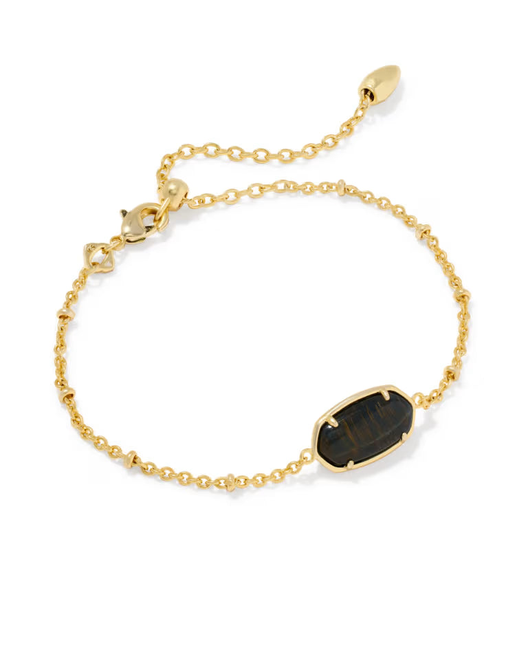 KENDRA SCOTT TIGER STRIPED ELAINA DELICATE CHAIN BRACELET - GOLD DARK BROWN TIGER&
