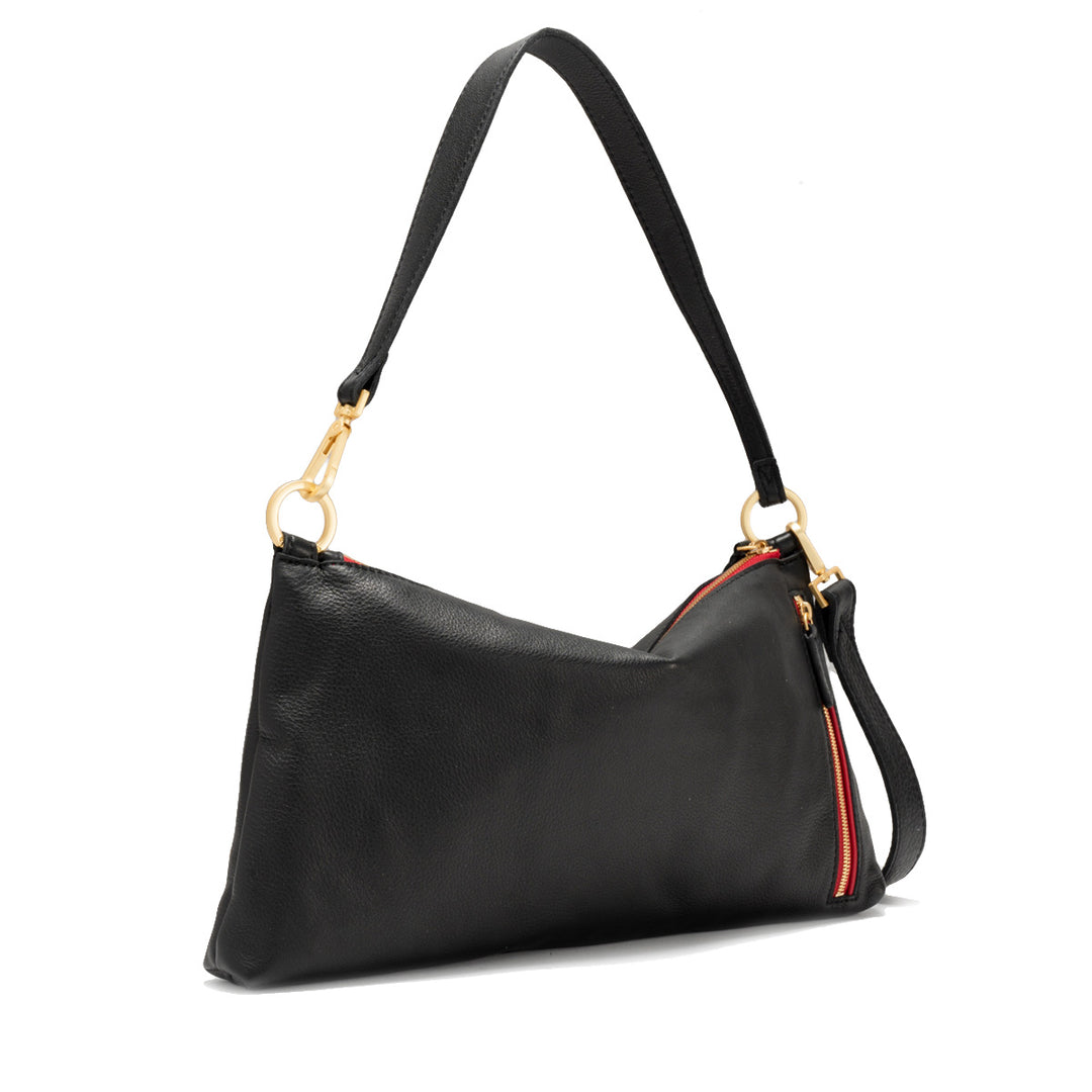HAMMITT KYLE MEDIUM HANDBAG - BLACK BG WITH RED ZIP