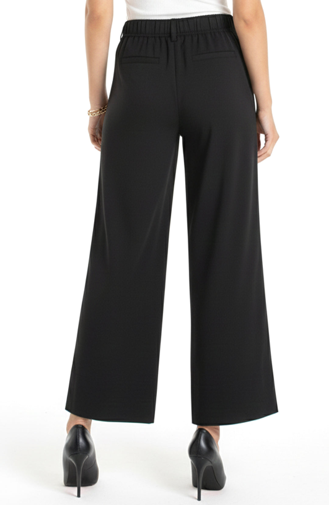 HIGH RISE PLEATED WIDE LEG TROUSER - BLACK