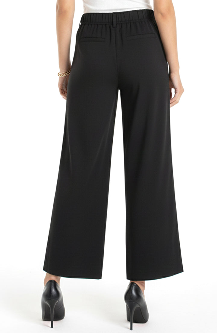 HIGH RISE PLEATED WIDE LEG TROUSER - BLACK