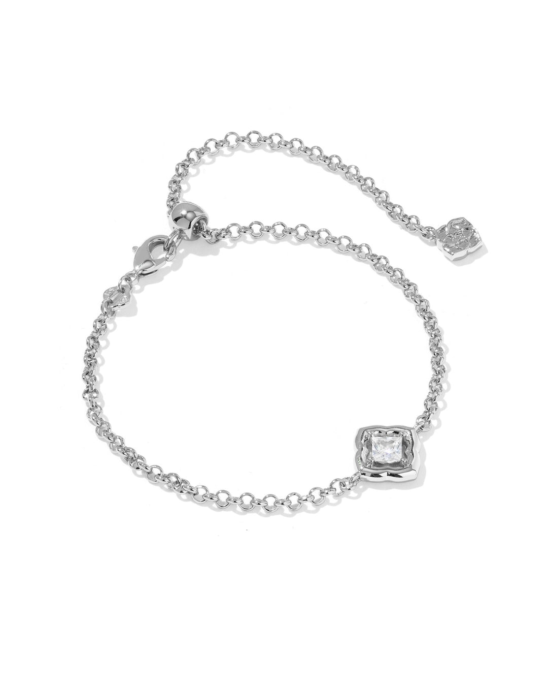 KENDRA SCOTT MALLORY CRYSTAL DELICATE CHAIN BRACELET - SILVER WHITE
