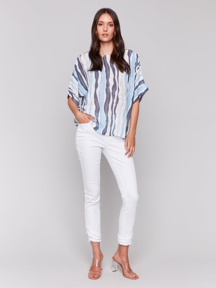 PRINTED COTTON GAUZE BLOUSE - SURF