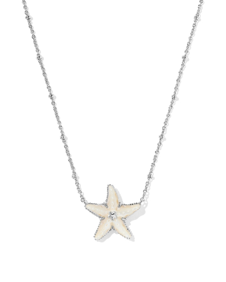 KENDRA SCOTT PARKER STARFISH SHORT PENDANT NECKLACE - SILVER NATURAL MOP