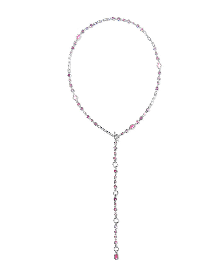 KENDRA SCOTT MINI ELISA ABBIE STRAND NECKLACE - SILVER PINK MIX