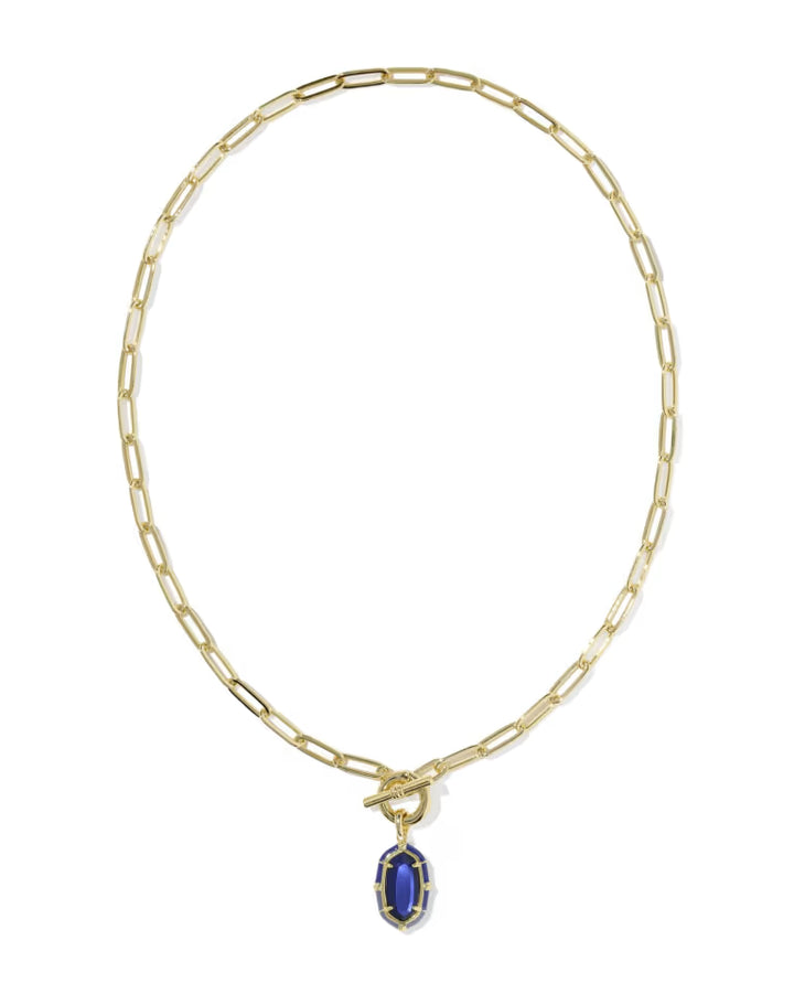 KENDRA SCOTT ELISA ENAMEL LINK AND CHAIN NECKLACE - GOLD COBALT ILLUSION